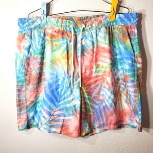 CSG Mens Small Swim Trunks Palm Cove Multicolor Elastic Waist Drawstring Pockets